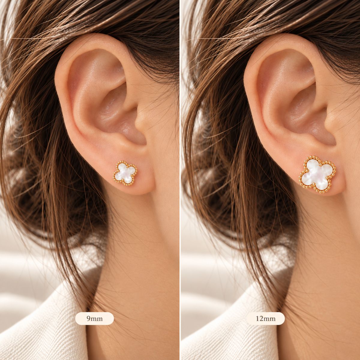 Daphne Clover Stud Earrings – Sterling Silver & Gold Vermeil