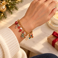 Christmas Dangle Ornament Bracelet | Gold-Tone Holiday Jewellery