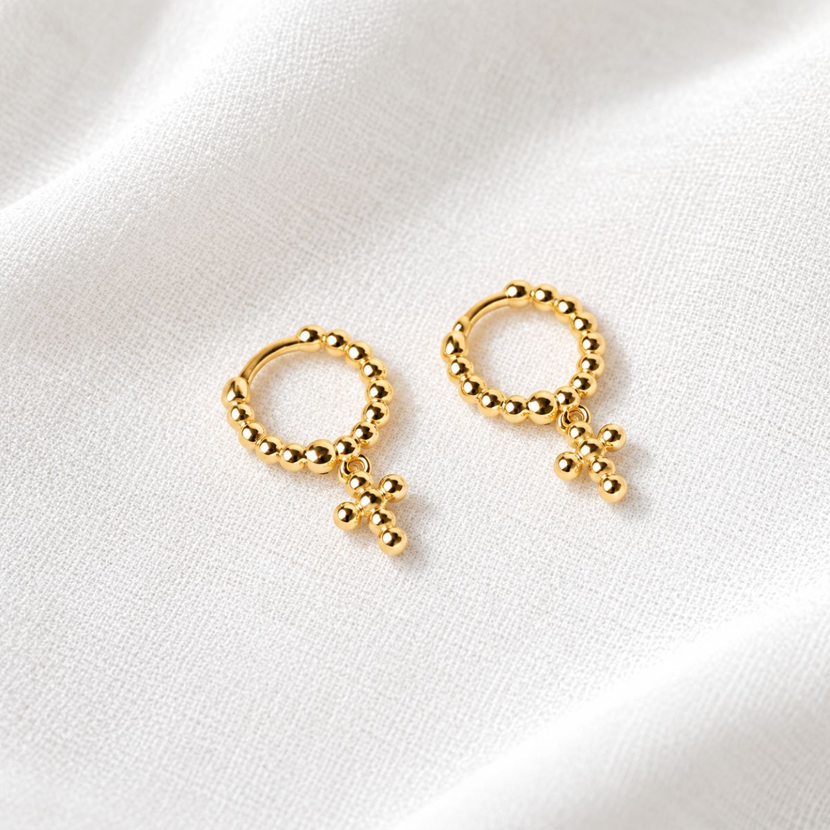gold vermeil cronut cross earrings 