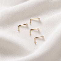 gold vermeil nose studs L shape 