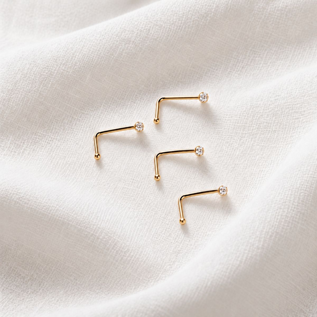gold vermeil nose studs L shape 