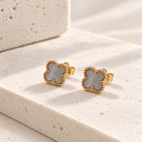 Daphne Clover Stud Earrings – Sterling Silver & Gold Vermeil