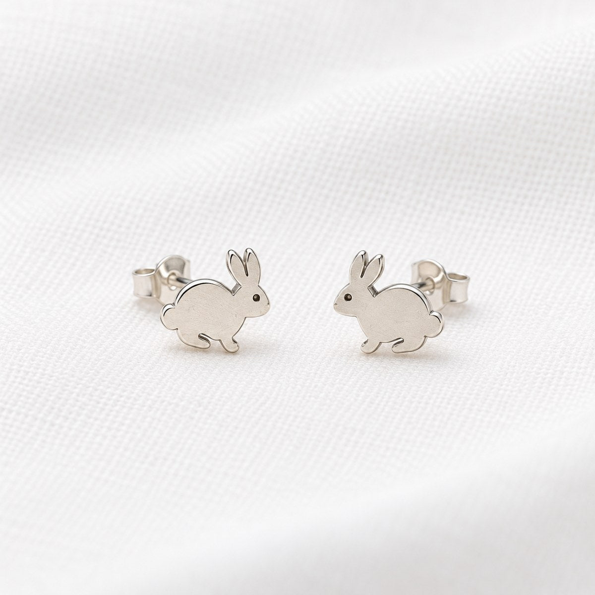 MirroredSilverBunnyStudEarrings 