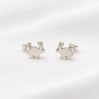 MirroredSilverBunnyStudEarrings 