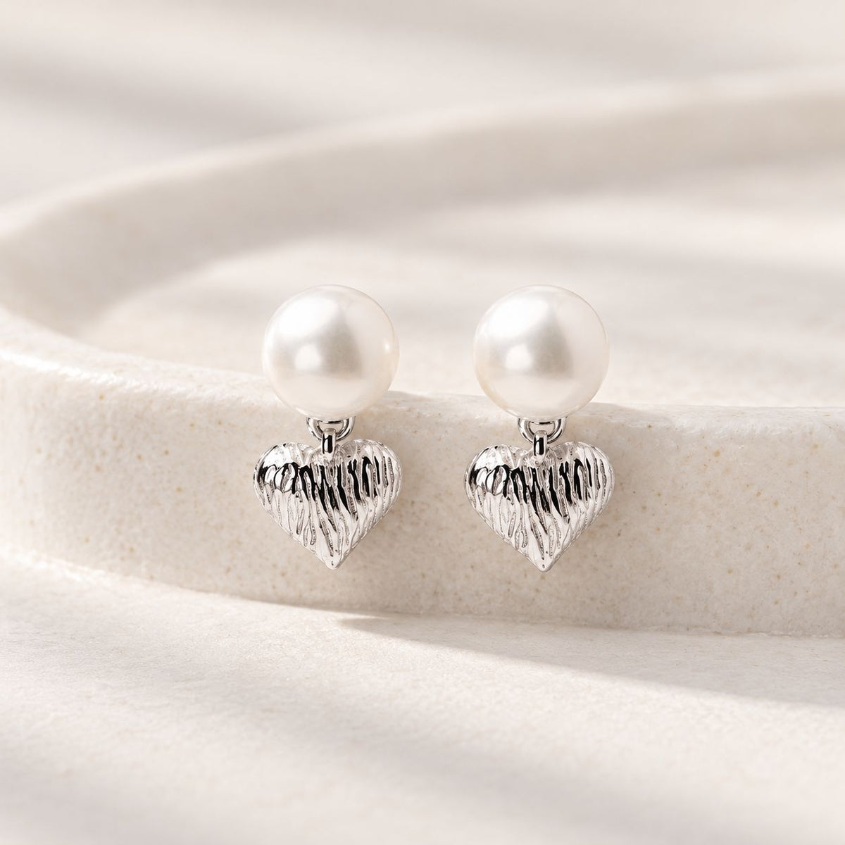 PearlandTexturedHeartEarrings
