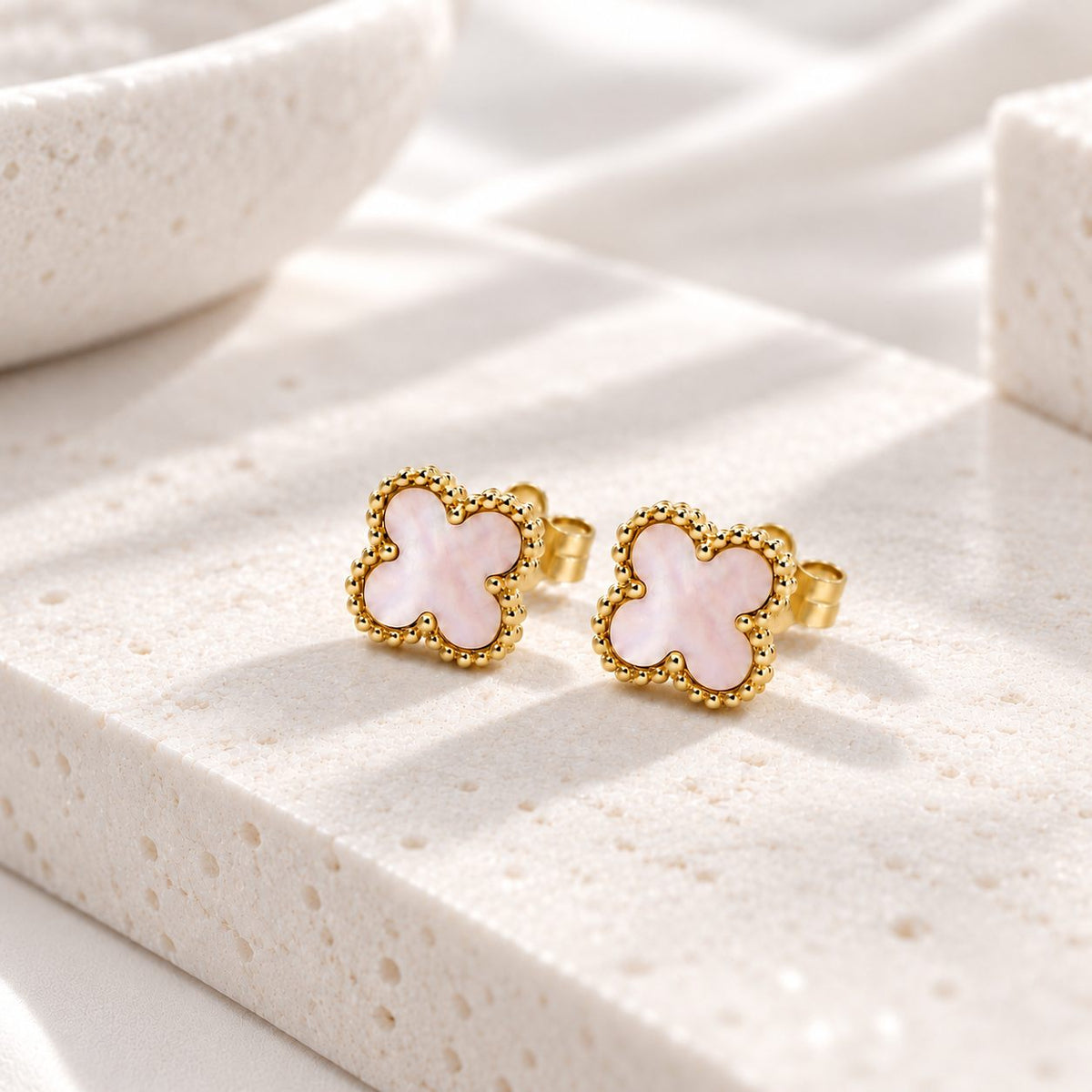 Daphne Clover Stud Earrings – Sterling Silver & Gold Vermeil