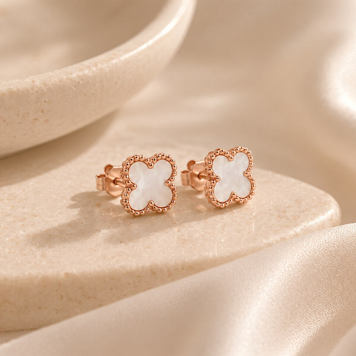 Daphne Clover Stud Earrings – Sterling Silver & Gold Vermeil