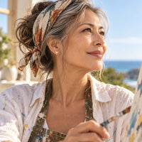 Seaside Artist with Silver heart Stud Earrings