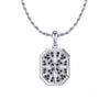 Silver pendant with black stones on a white background