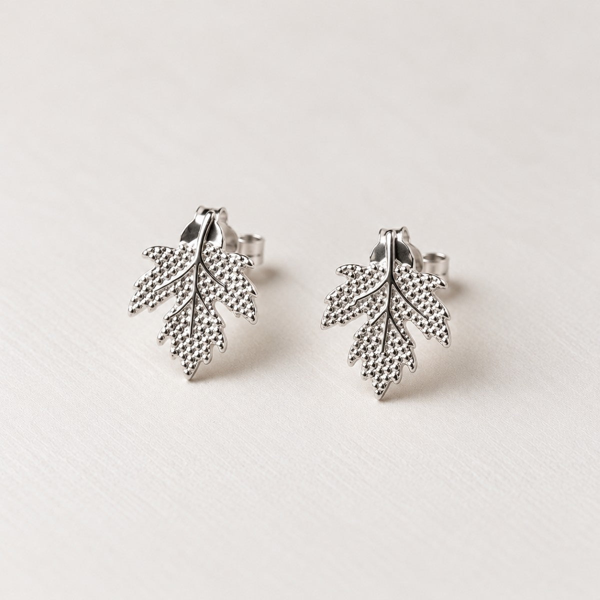 sterling silver maple leaves stud earrings