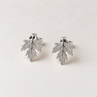 sterling silver maple leaves stud earrings