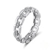 Silver chain-link ring with embedded diamonds CZ on a white background