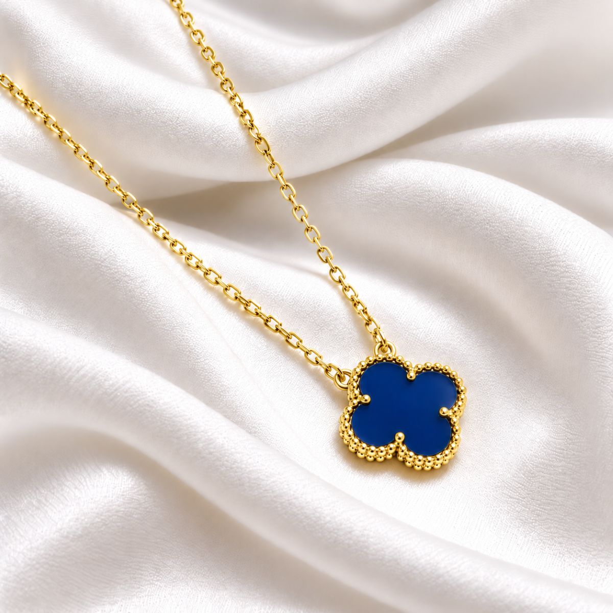 daphne necklace blue on gold vermeil
