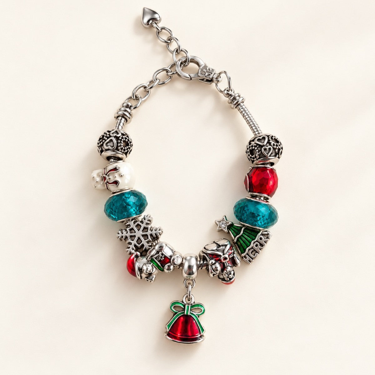 Christmas Charm Bracelet | Rudolph, Snowflake, Wreath & Tree