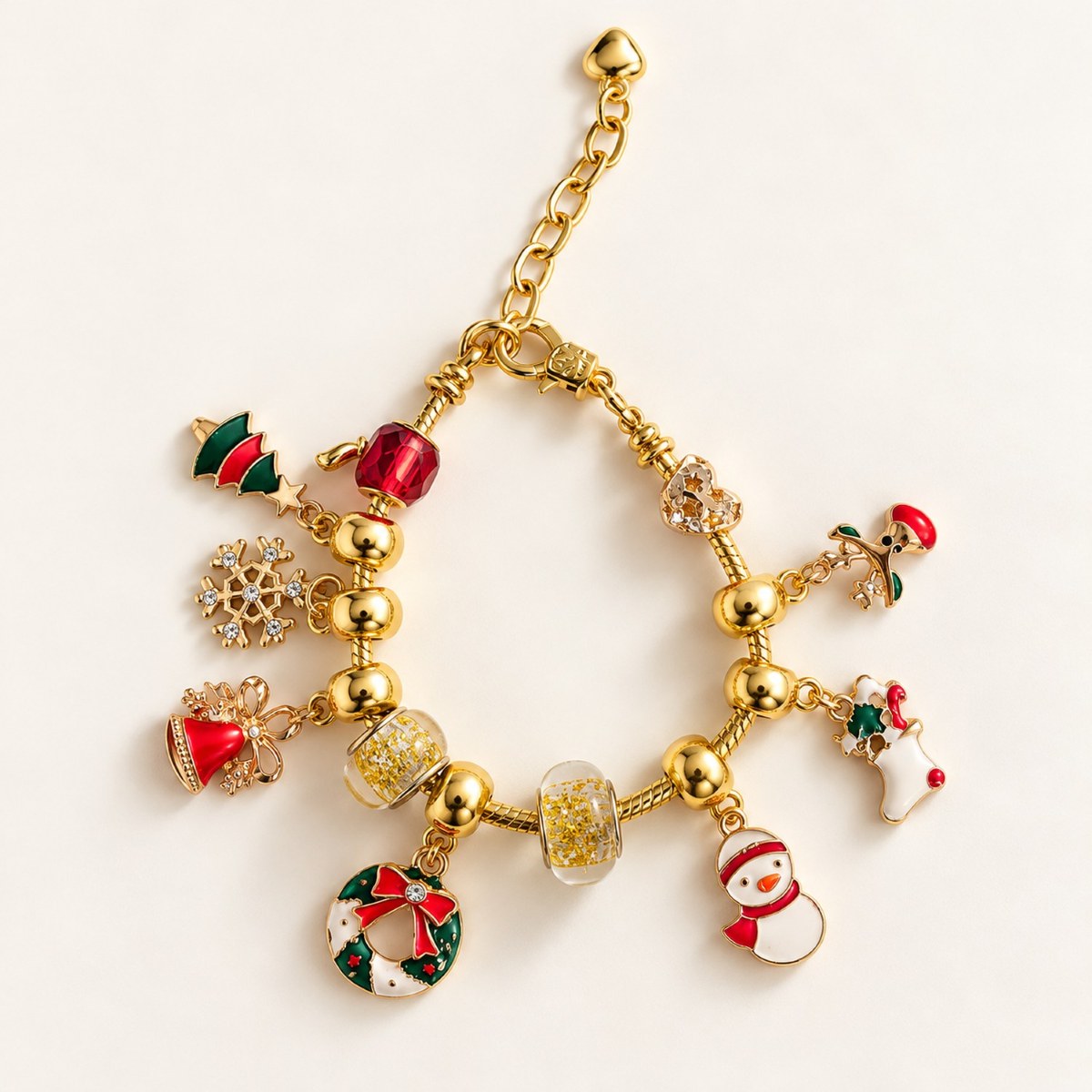 Christmas Charm Bracelet | Rudolph, Snowflake, Wreath & Tree