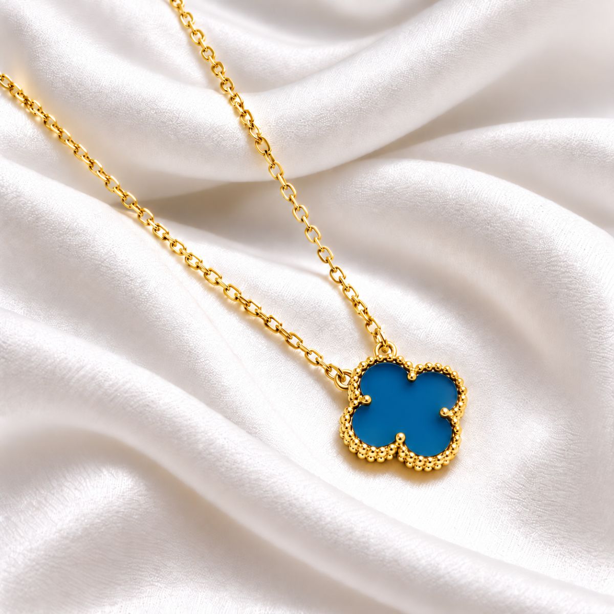 daphne necklace light blue on gold vermeil