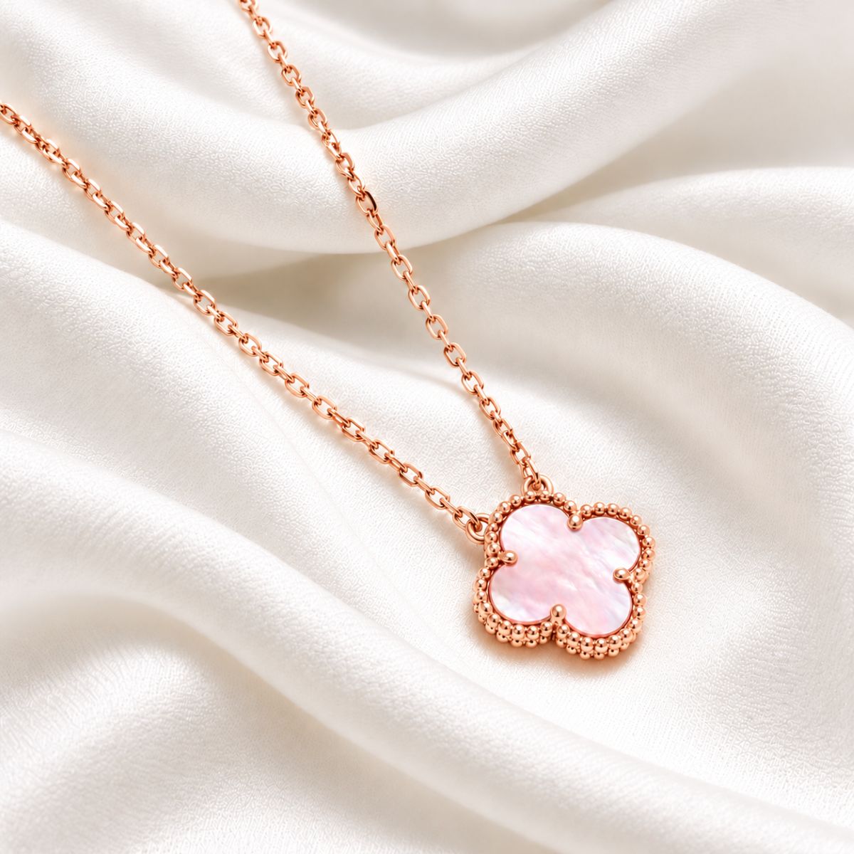 pink clover on rose gold vermeil