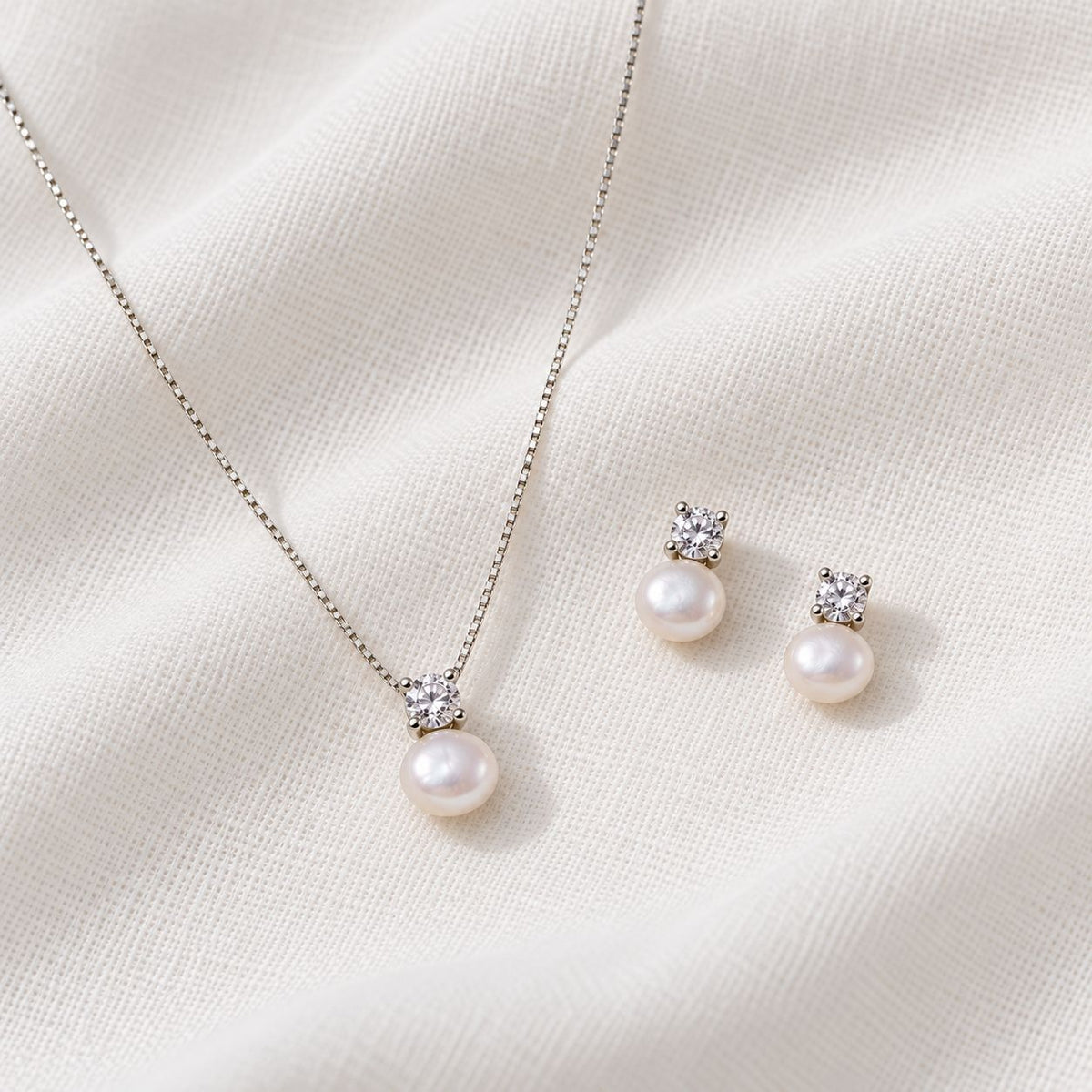 silver bling pearl set