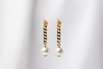 Load image into Gallery viewer, Cuban Chain Pearl Earrings