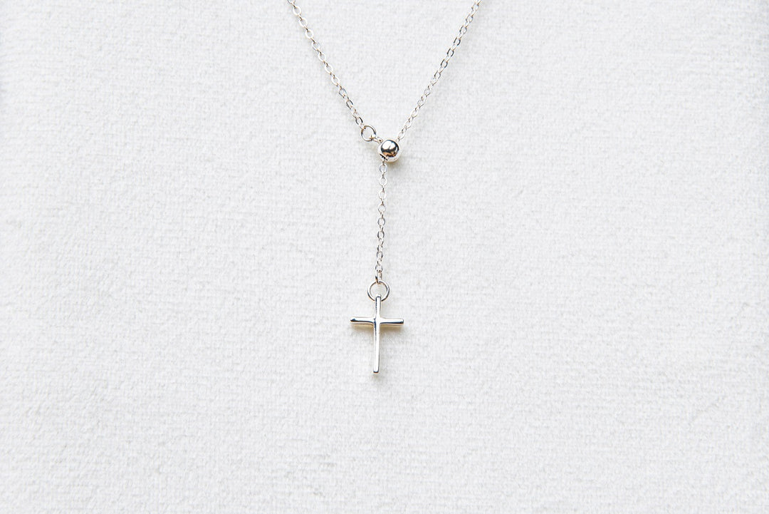 Cross Drop Silver Necklace