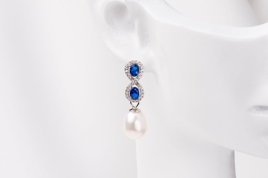 The Blue Infinity Pearl Earrings