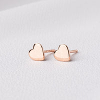 Stud earrings heart shaped rose gold vermeil