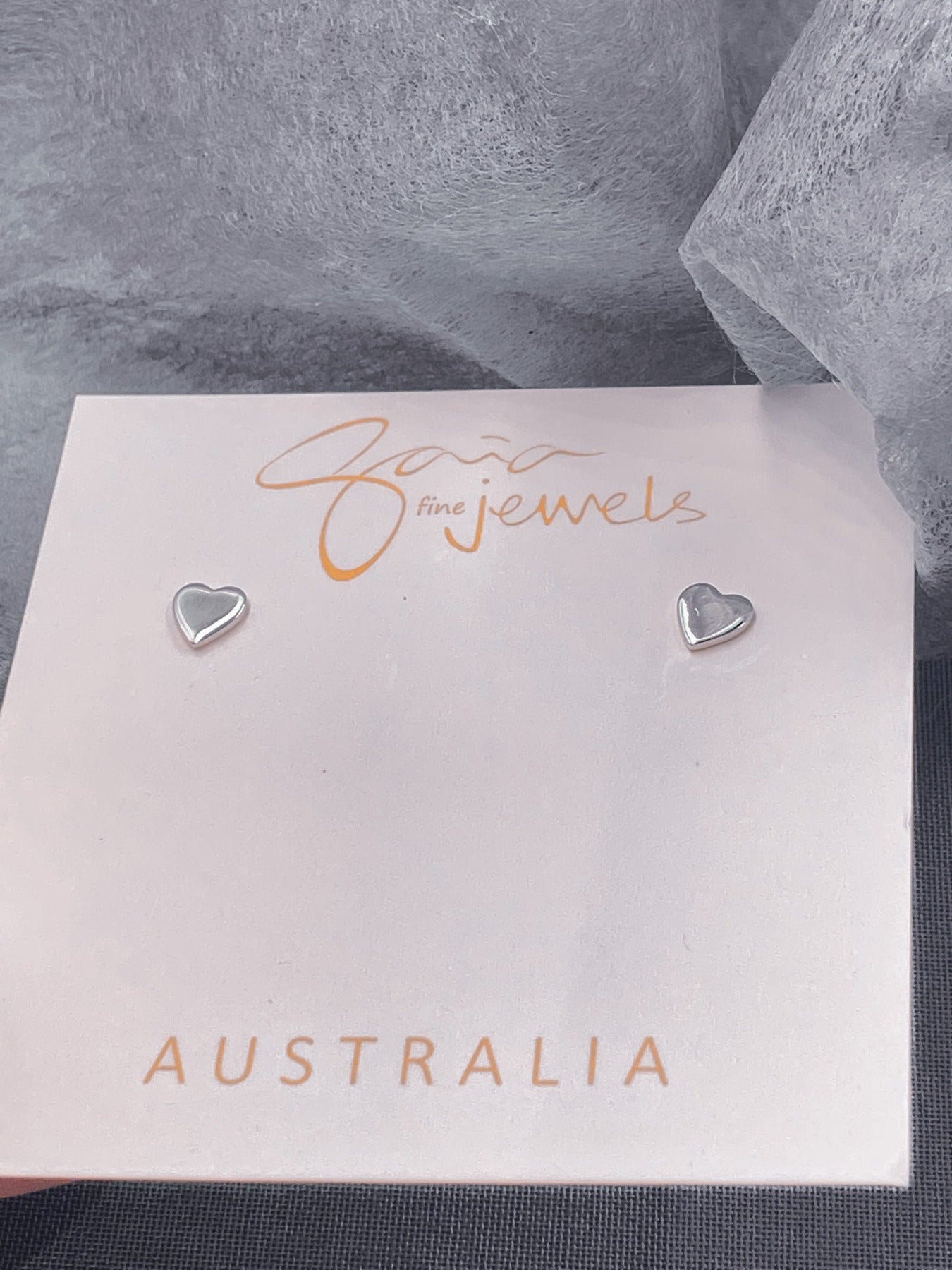 Silver heart stud on earring cards