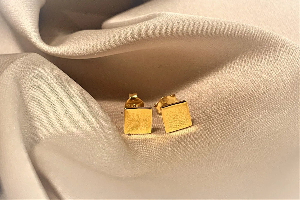 gold vermeil square stud earrings
